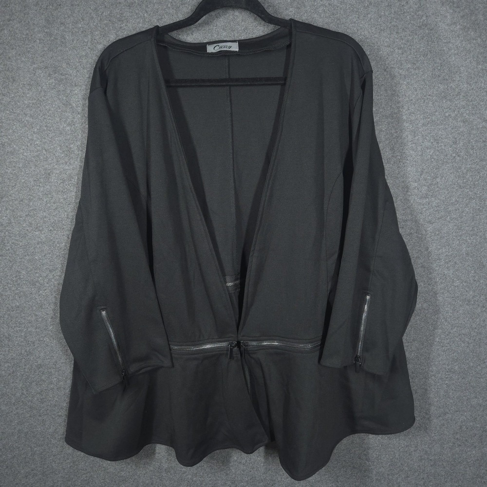 Catherines Curvy Collection Black Plus Size 3X Peplum Zip Cardigan‎ Jacket Goth